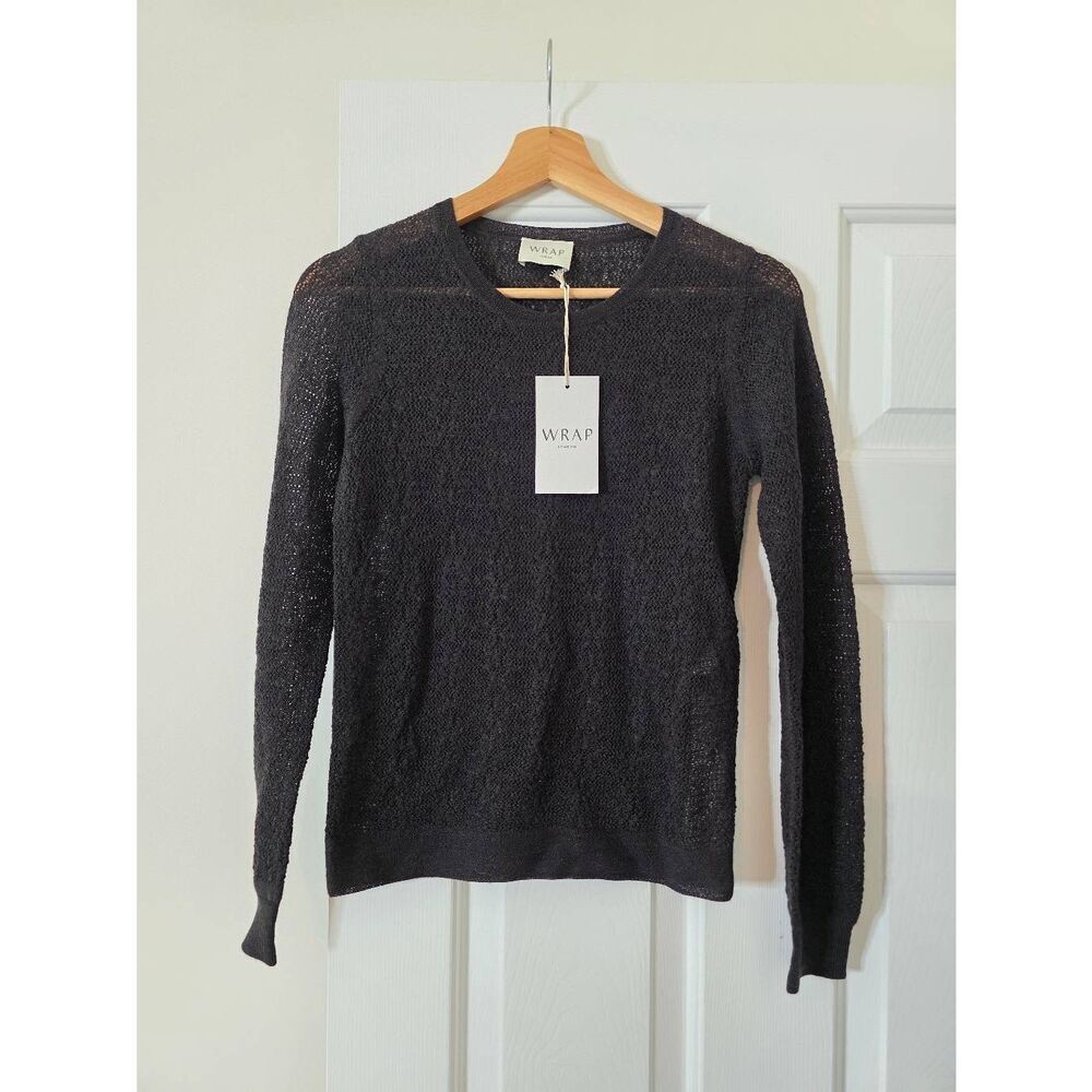 WRAP London100% Merino Wool Loose Knit Sweater UK 6 US 2 NWT Dark Brown